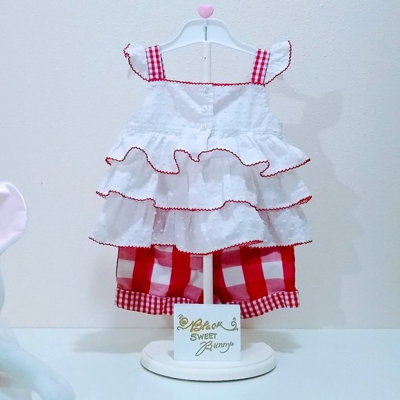 KIDS HEADQUARTERS RED GINGHAM SET SIZE 24M - Picture 6 of 13